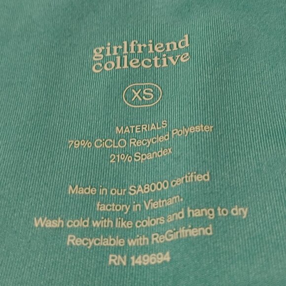 Girlfriend Collective Bra Mia High Neck Bright Teal Blue Green XS - Picture 10 of 12